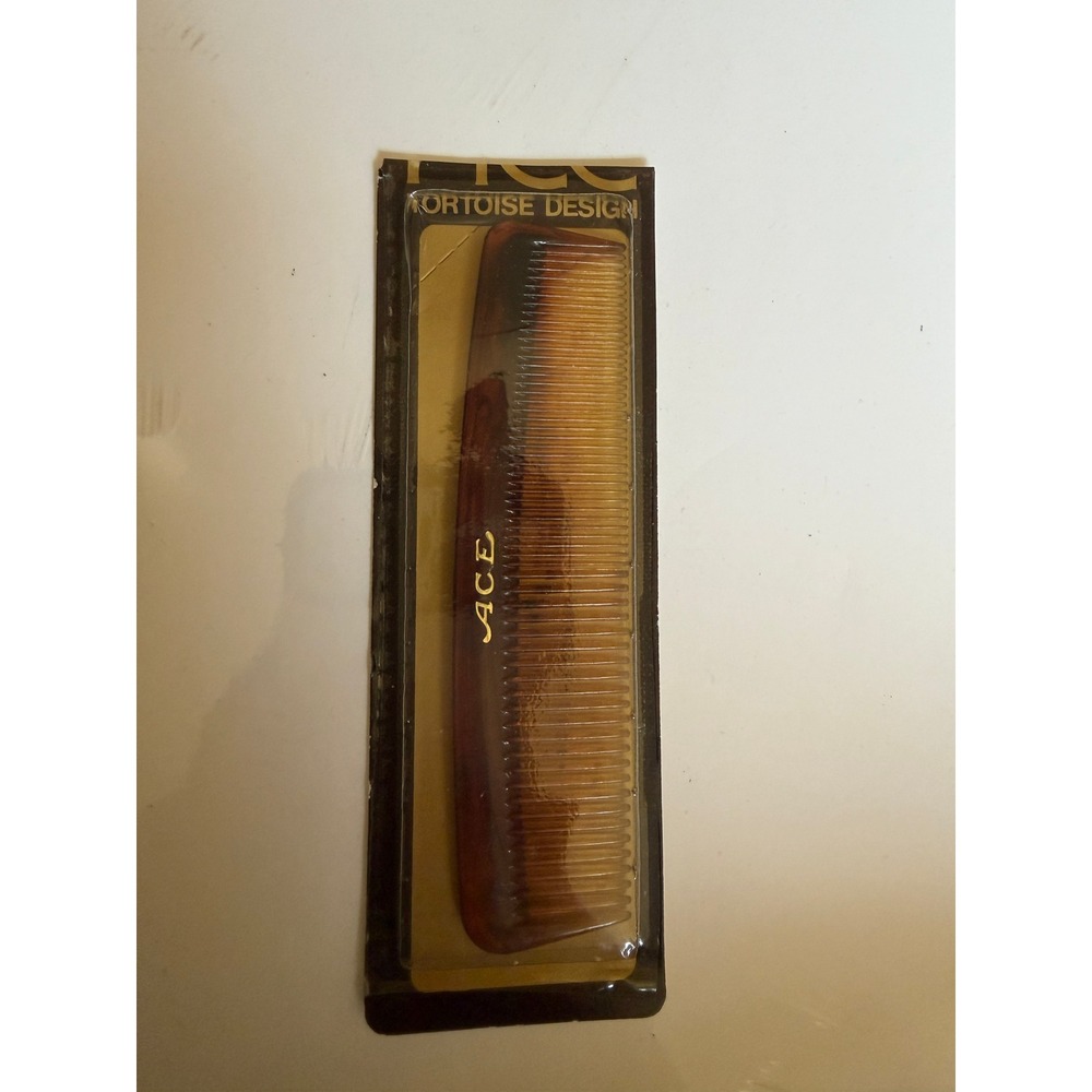 Vintage Ace Pocket Comb Tortoise Shell Design Fine Tooth Hair‎ Grooming 5 Inch